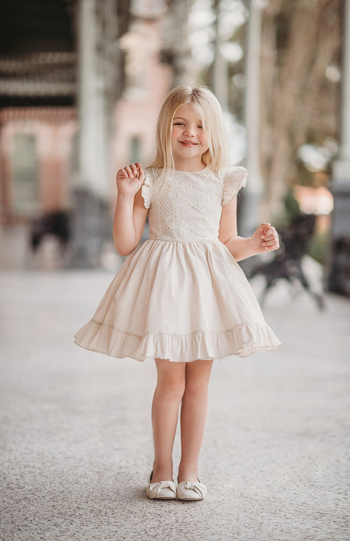 Ethel Fancy Pinafore in Antique Ivory – Only Little Once